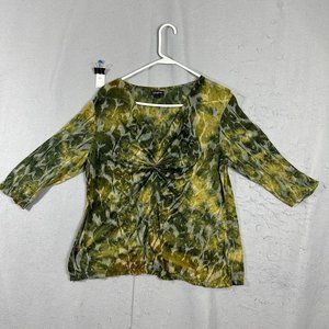 Claudia EV Womens Pullover Top 3/4 Sleeve Cinch Blouse V Neck Plus Size 1X